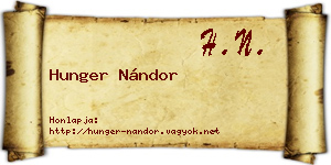 Hunger Nándor névjegykártya