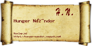 Hunger Nándor névjegykártya